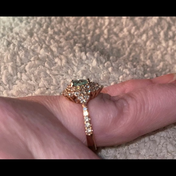 Paraiba Tourmaline Ring & Diamond Ring: 14kt RG - Picture 5 of 7